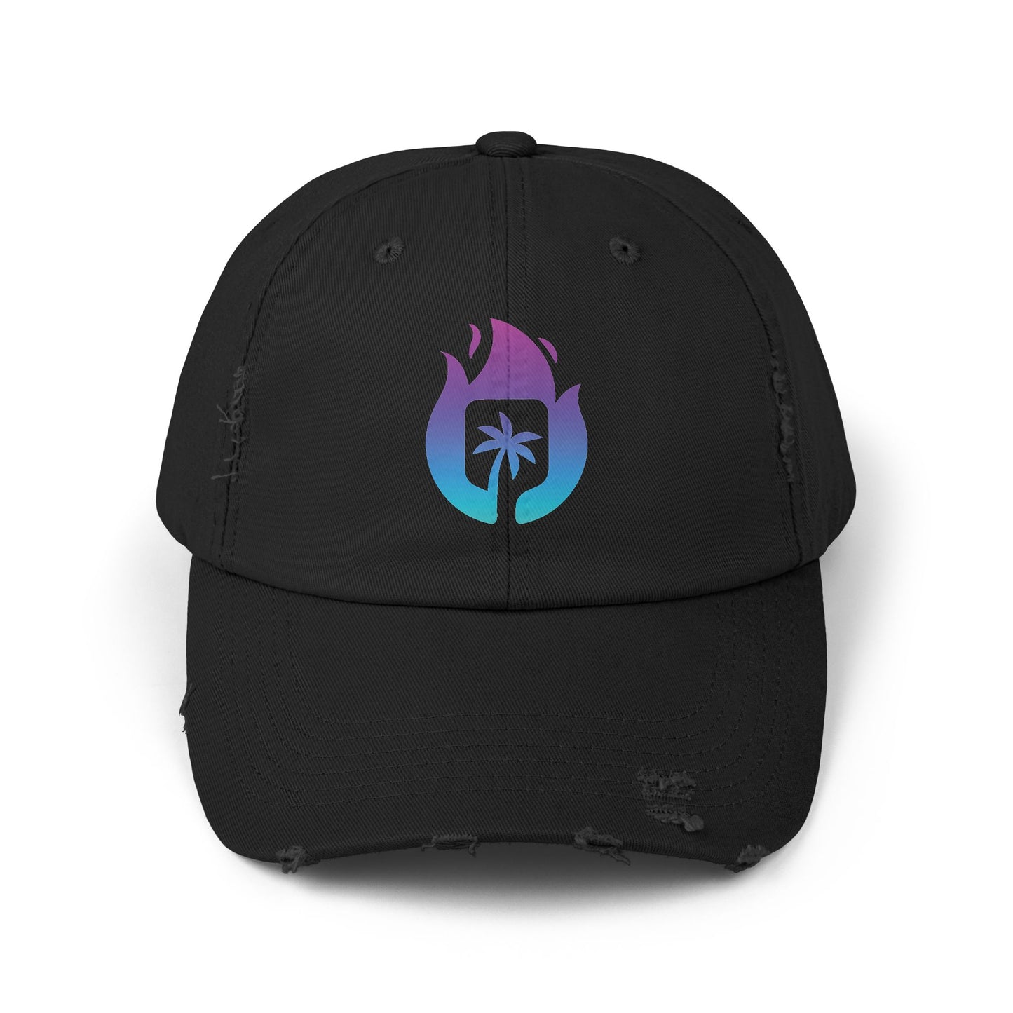 Candela Flame Black Unisex Distressed Cap