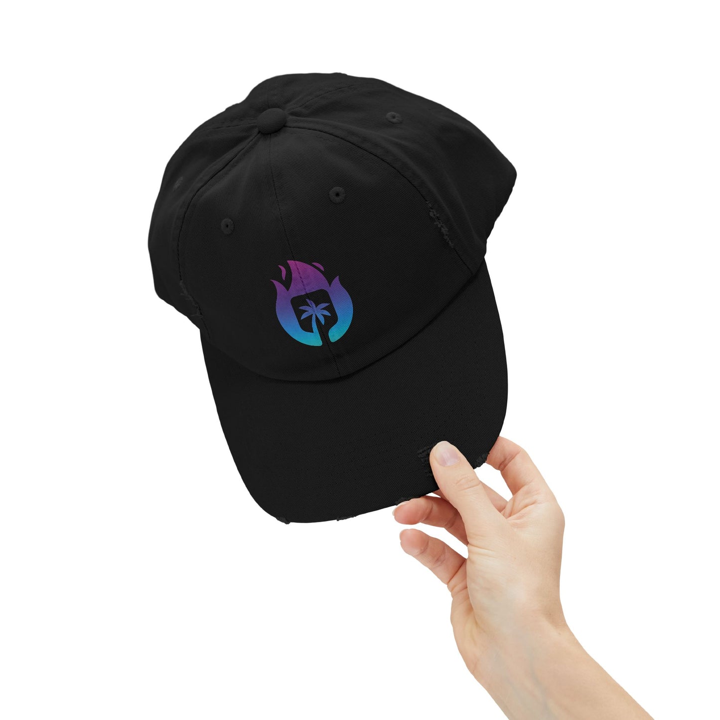 Candela Flame Black Unisex Distressed Cap