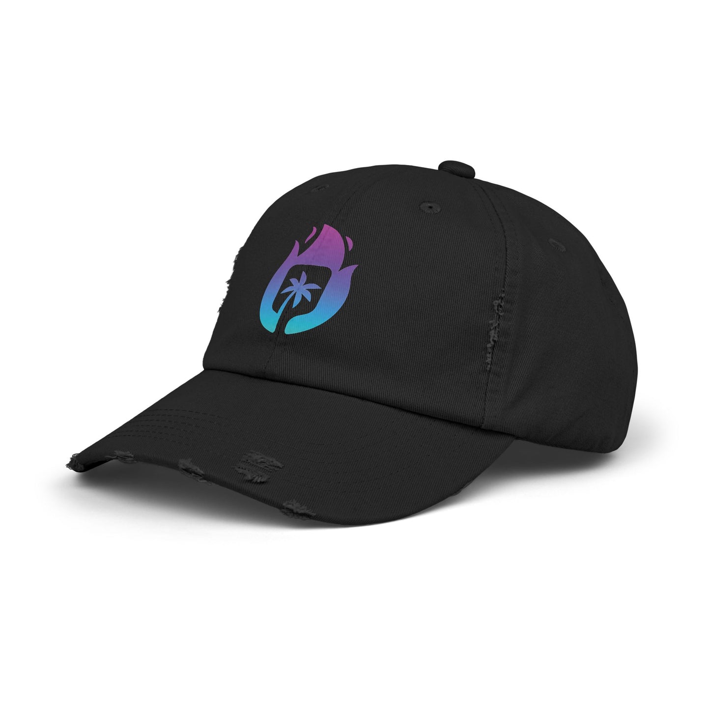 Candela Flame Black Unisex Distressed Cap